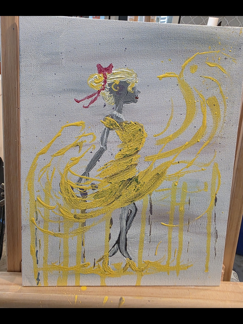 Figurative Yellow Dance Canvas Art - Contemporary Wall Painting